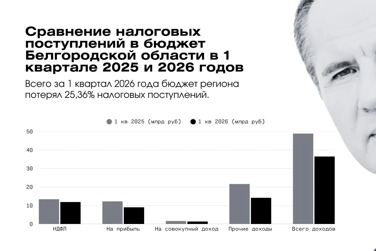В первом квартале 2026 года регион получил 36,52 млрд руб., что на 25% ниже уровня годом ранее; падение по ключевым налоговым статьям повышает риск бюджетного кризиса.