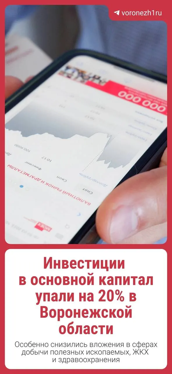 Предприятия и организации региона вложили 49,3 млрд руб. в основной капитал в первом квартале 2026 года — на 20,1% меньше, чем годом ранее, сообщает Воронежстат.