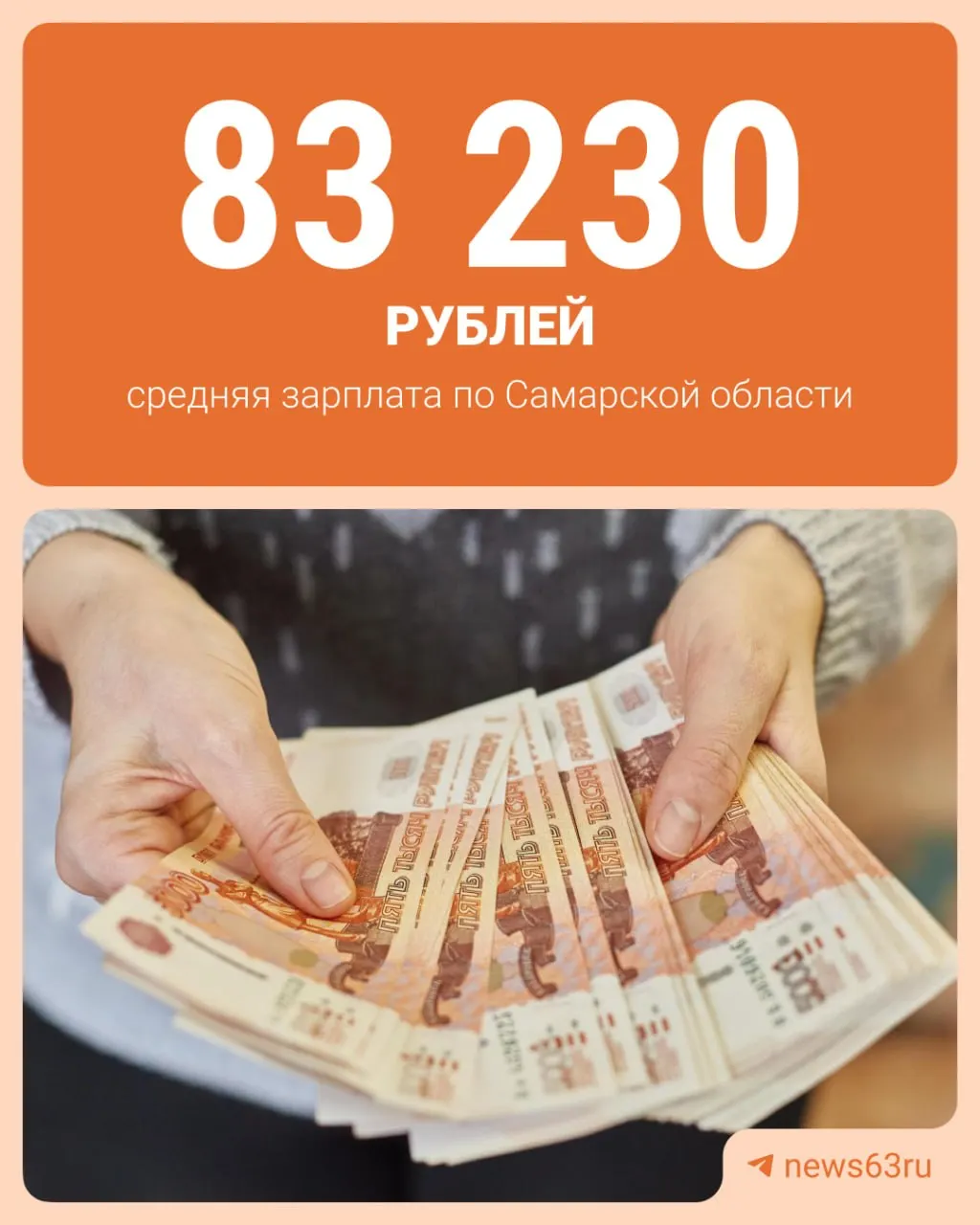 По данным Самарастата, в марте 2026 г. среднемесячная номинальная начисленная зарплата в регионе составила 83 230 руб., за январь–март — 79 494 руб. Год назад показатель был ниже — 76 626 руб.