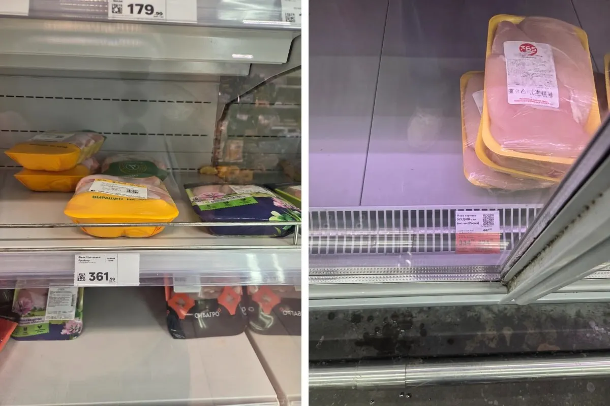 По официальным данным годовой рост цены на курицу небольшой, но в магазинах филе продают по ценам до 620 руб/кг. Средняя цена за три месяца поднялась примерно на 88,5 рубля.