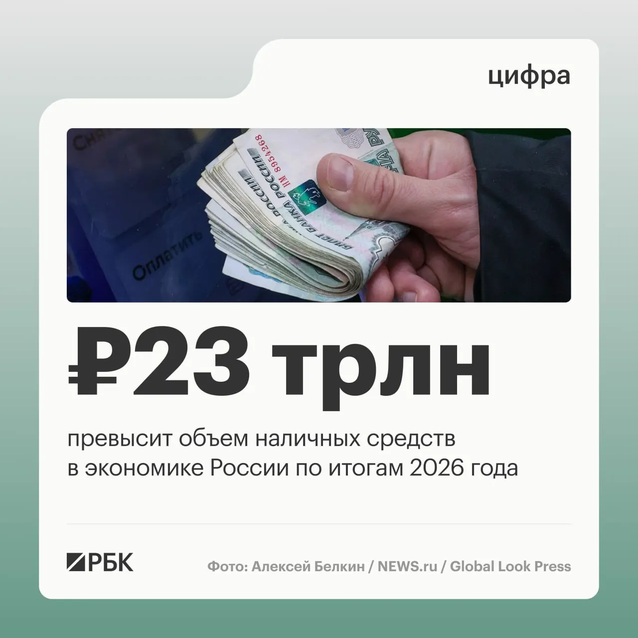 Прогнозы указывают на значительный рост наличных в обращении: к концу 2026 года сумма превысит 23,1 трлн руб.