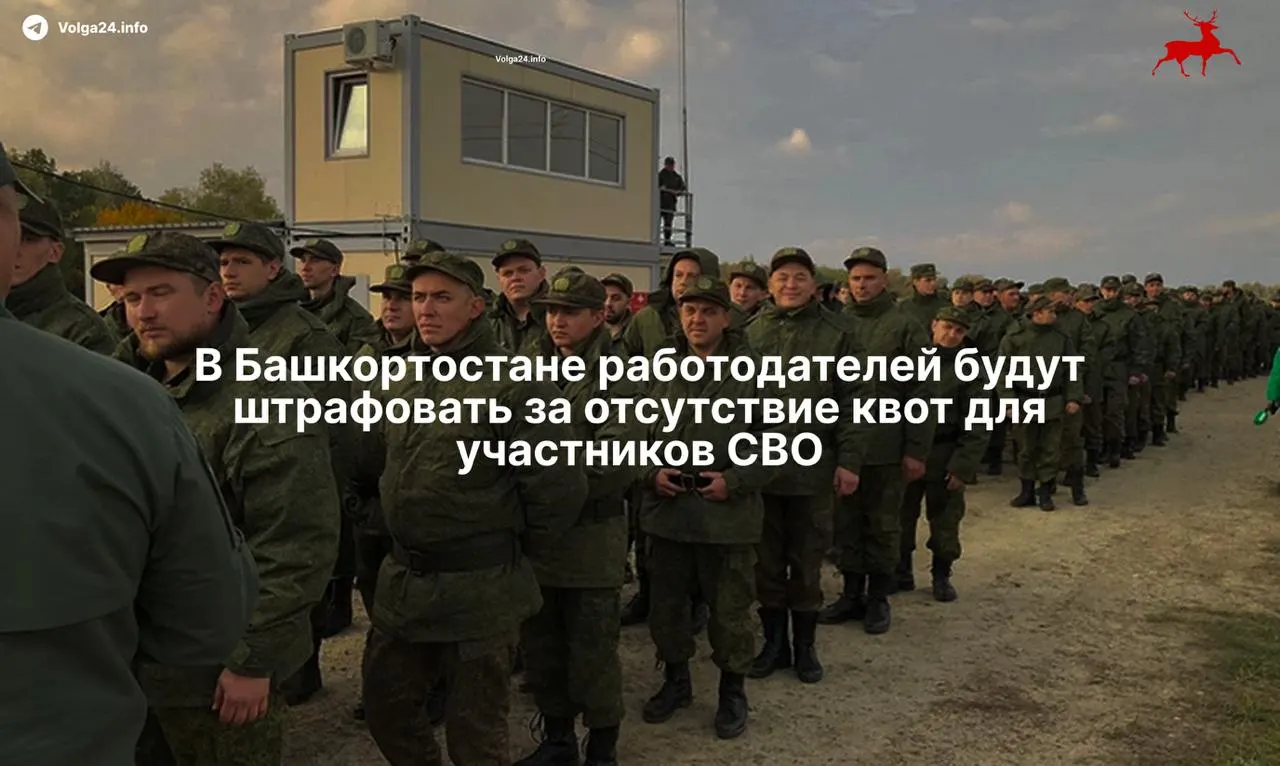 Правительство Башкортостана планирует штрафовать компании за несоблюдение установленной квоты по трудоустройству участников специальной военной операции; нормы вступят в силу в 2026 году.