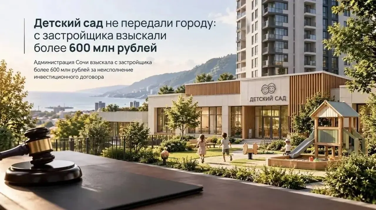 Мэрия взыскала крупную сумму с застройщика за невыполнение условий договора об обязательствах перед социально значимыми объектами, включая передачу части земель под детский сад.