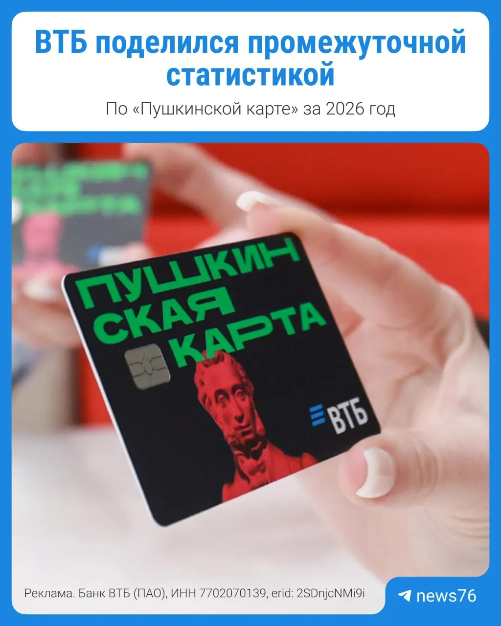 Рост активности по Пушкинской карте: 17-летние лидируют по охвату, выпущено 7,8 млн карт, более 8 млрд рублей потрачено на культуру (2,5 млрд — на кино); региональные лидеры по охвату — Чувашия, Татарстан и Оренбургская область. Остаток годового лимита не переносится, но сохранится новый лимит 5000 рублей для 2027 года.