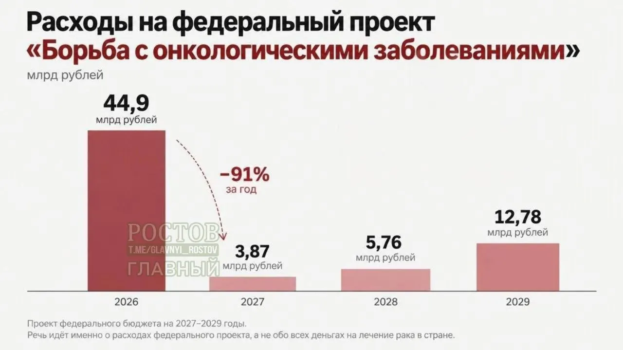 Согласно проекту федерального бюджета на 2027–2029 годы финансирование программ по диагностике и лечению рака существенно снизится.